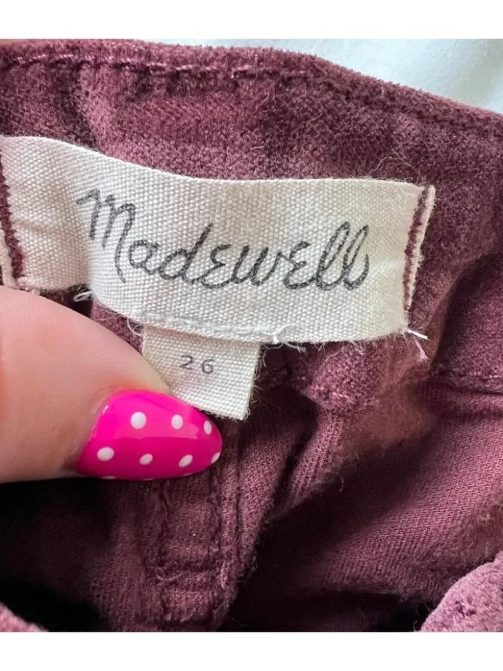 Madewell Emmett Wide Leg Velveteen Pants Burgundy Velvet Crop High Waisted 26